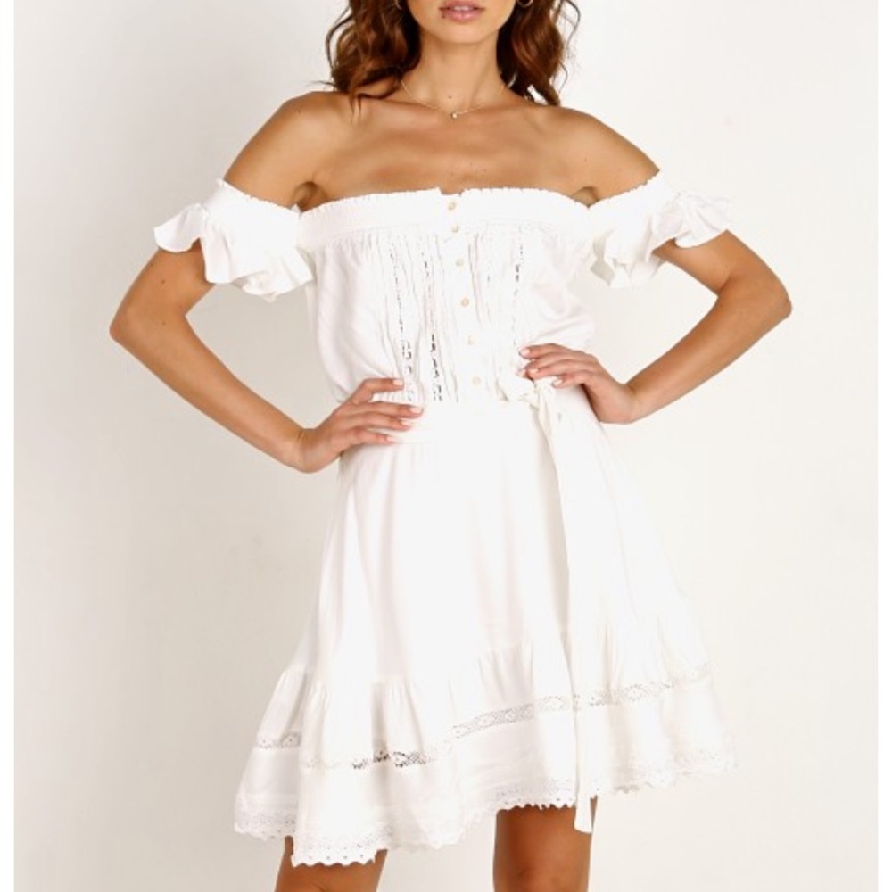 Cleobella Crete Dress Ivory Off the shoulder